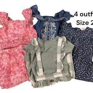 BUNDLE SIZE 2T, TWO 2 PC SETS AND TWO 1 PC JUMPERS GENTLY WORN